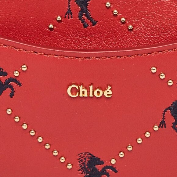 Chloe Red Leather Mini Signature Crossbody Bag - Picture 7 of 11